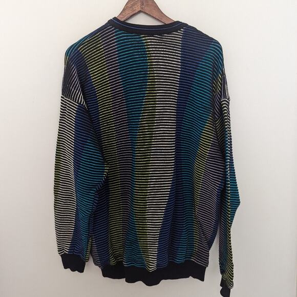 Men's Vintage Tundra Sweater Black Green Blue Cosby Sweater XL - Picture 2 of 6